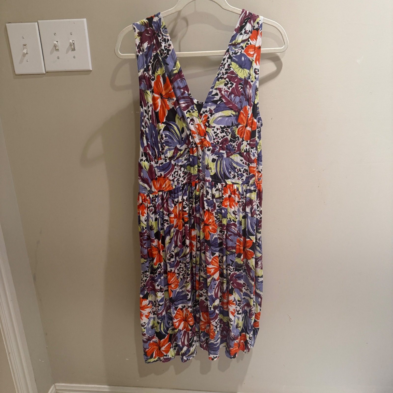 Blue Plate Floral Print Dress Sleeveless Casual Summer Dress 2x